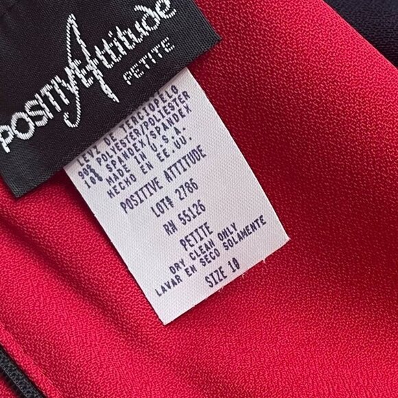 NWT Positive Attitude Petite Red and Black Color Block Two-Piece Dress and Coat - Picture 8 of 10